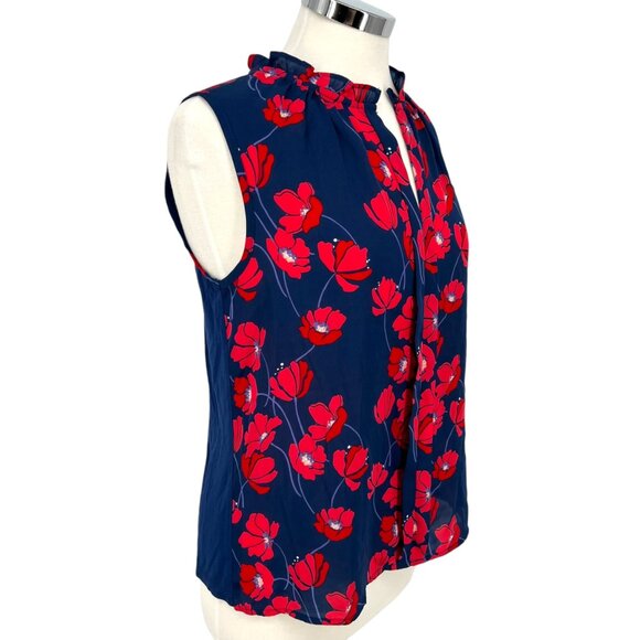 41 Hawthorn Floral Sleeveless Blouse Blue Red Size PXS NWT - Picture 4 of 8
